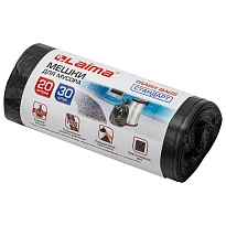 Мешки для мусора 20 л, черные, в рулоне 30 шт., ПНД, 8 мкм, 500х450 мм, LAIMA, 601376 в Ангарске