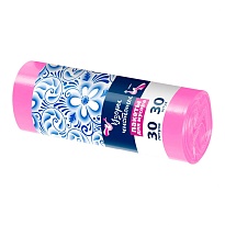 Мешки для мусора 30 л, розовые, в рулоне 30 шт., ПНД, 8 мкм, 560х480 мм, Узоры Чистоты, МУ3605 (ММЭ-30роз) в Ангарске