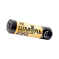 Мешки для мусора 30 л, черные, в рулоне 30 шт., ПНД, 7 мкм, 600х500 мм, ШМЕЛЬ, 4625 в Ангарске