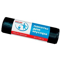 Мешки для мусора 160 л, черные, в рулоне 20 шт., ПВД, 30 мкм, 1200х870 мм, PACLAN Professional, 604082 в Ангарске