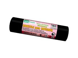Мешки для мусора 180 л, ароматизированные, черные, в рулоне 10 шт., ПВД, 50 мкм, 1100х930 мм, EXTRA black, 18008301 в Ангарске