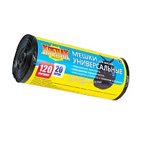 Мешки для мусора 120 л, черные, в рулоне 20 шт., ПНД, 15 мкм, 1100х700 мм, Крепак, 4607075710207 в Ангарске