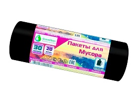 Мешки для мусора 30 л, черные, в рулоне 20 шт., ПНД, 7 мкм, 600х500 мм, MIRPACK Classik, 302040 в Ангарске