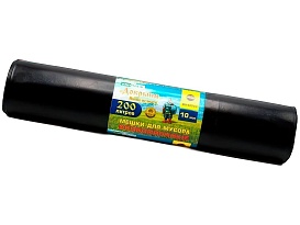 Мешки для мусора 200 л, ароматизированные, черные, в рулоне 10 шт., ПВД, 100 мкм, 1200х800 мм, Добрыня, Dob20010black в Ангарске