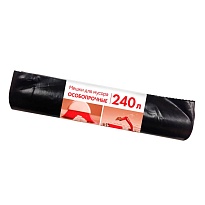 Мешки для мусора 240 л, черные, в рулоне 10 шт., ПВД 100 мкм, 1350х900 мм, Концепция Быта, 603887 в Ангарске