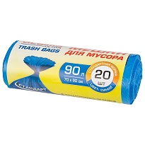 Мешки для мусора 90 л, синие, в рулоне 20 шт., ПНД, 14 мкм, 900х700 мм, LAIMA ULTRA, 607693 в Ангарске
