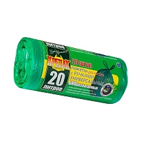 Мешки для мусора 20 л, биоразлагаемые, с ручками, черные, в рулоне 30 шт., ПНД, 10 мкм, 550х440 мм, Крепак, 4607075710047 в Ангарске