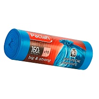 Мешки для мусора 160 л, синие, в рулоне 10 шт., ПВД, 21 мкм, 1200х870 мм, PACLAN Big&Strong, 604075 в Ангарске