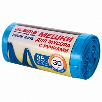 Мешки для мусора 35 л, с ручками, синие, в рулоне 30 шт., ПНД, 9 мкм, 540х500 мм, LAIMA ULTRA, 607683 в Ангарске