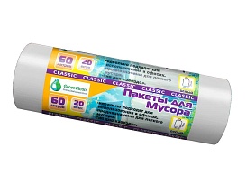 Мешки для мусора 60 л, белые, в рулоне 20 шт., ПНД, 7 мкм, 700х600 мм, MIRPACK Classik, 602052 в Ангарске