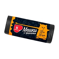 Мешки для мусора 35 л, с ушками, черные, в рулоне 30 шт., ПНД, 10 мкм, 655х500 мм, Comfort, М6064 в Ангарске