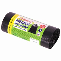 Мешки для мусора 30 л, черные, в рулоне 30 шт., ПНД, 7 мкм, 550х480 мм, Любаша, 608089 в Ангарске