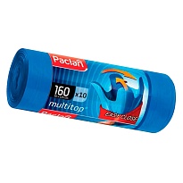 Мешки для мусора 160 л, с ушками, синие, в рулоне 10 шт., ПВД, 30 мкм, 1250х900 мм, PACLAN Multitop, 604064 в Ангарске