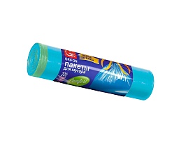 Мешки для мусора 35 л, с завязками, голубые, в рулоне 20 шт., ПНД, 12 мкм, 560х530 мм, GRIFON, 101-061 в Ангарске