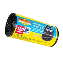 Мешки для мусора 120 л, черные, в рулоне 30 шт., ПНД, 15 мкм, 1100х700 мм, Крепак, 4607075710122 в Ангарске