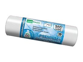 Мешки для мусора 300 л, белые, в рулоне 10 шт., ПВД 70 мкм, 1400х1000 мм, PREMIUM+, 300101602 в Ангарске