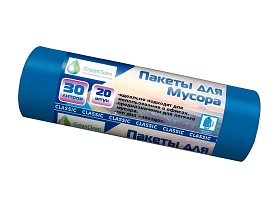 Мешки для мусора 30 л, синие, в рулоне 20 шт., ПНД, 7 мкм, 600х500 мм, MIRPACK Classik, 302041 в Ангарске