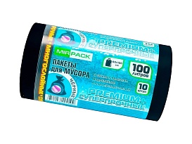 Мешки для мусора 100 л, черные, в рулоне 10 шт., ПВД, 70 мкм, 1000х600 мм, PREMIUM+, 1001076 в Ангарске