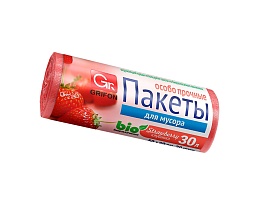 Мешки для мусора 30 л, ароматизированные, Клубника, красные, в рулоне 20 шт., ПНД, 9 мкм, 560х530 мм, GRIFON Aroma, 101-020 K в Ангарске