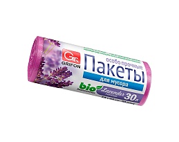Мешки для мусора 30 л, ароматизированные, Лаванда, сиреневые, в рулоне 20 шт., ПНД, 9 мкм, 560х530 мм, GRIFON Aroma, 101-020 La в Ангарске