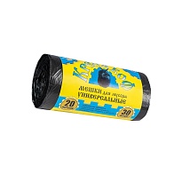 Мешки для мусора 20 л, с ушками, черные, в рулоне 30 шт., ПНД, 10 мкм, 550х440 мм, Крепакоф, 4607075710221 в Ангарске