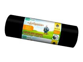 Мешки для мусора 180 л, ароматизированные, черные, в рулоне 10 шт., ПВД, 100 мкм, 1100х930 мм, Добрыня, Dob18010black в Ангарске