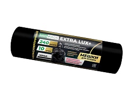 Мешки для мусора 240 л, черные, в рулоне 10 шт., ПВД 60 мкм, 1300х930 мм, EXTRA LUX+, 24010115 в Ангарске